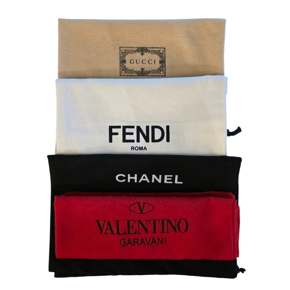 Lot of Designer Dust‎ Bags Gucci, Fendi, Chanel & Valentino Multicolor